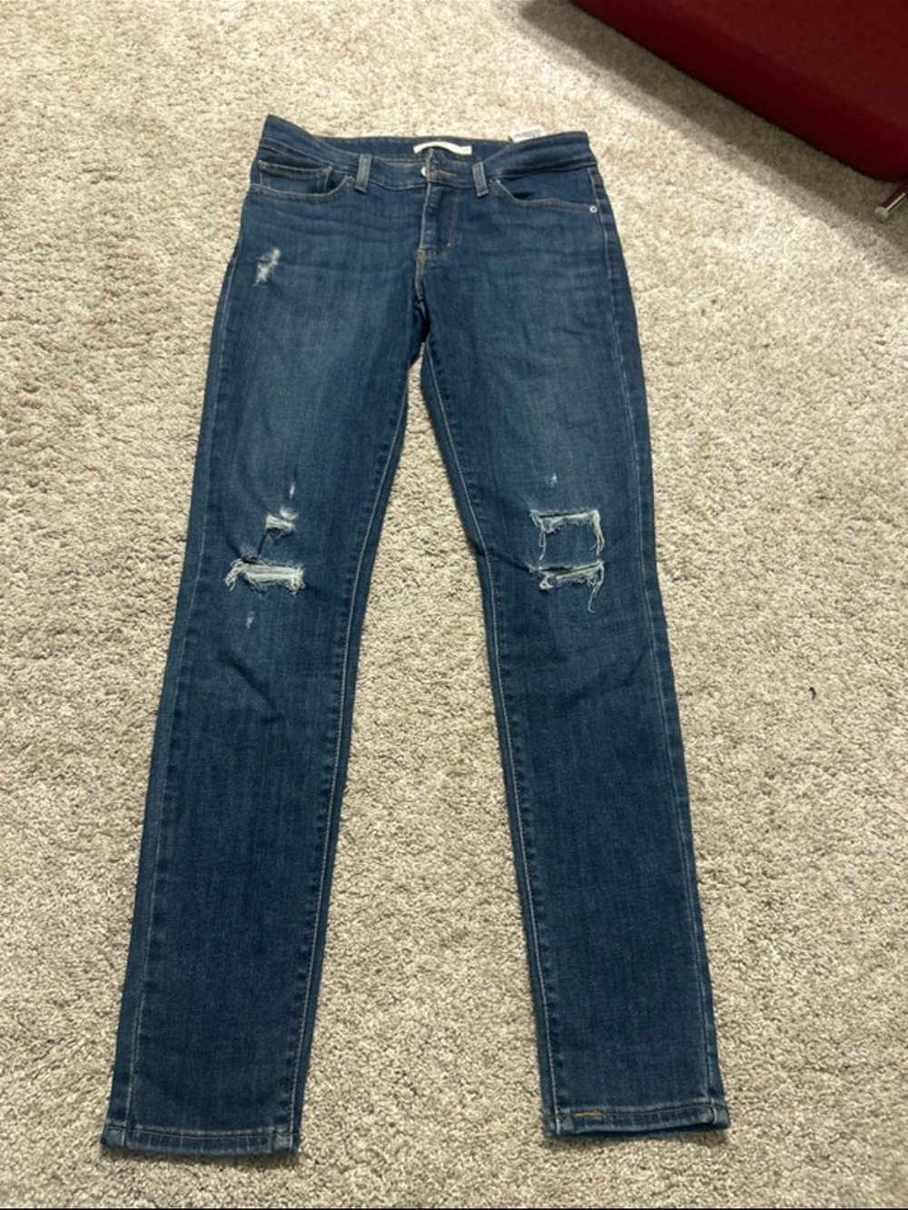 Levi's Dark Blue Distressed Skinny Jeans